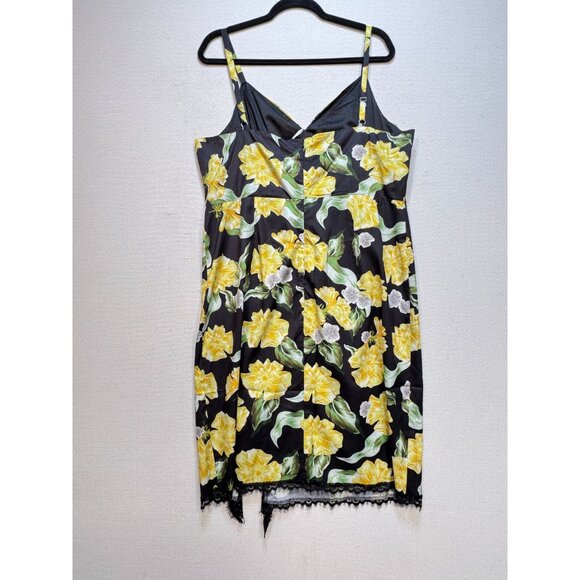 NWT Grace Karin Womens Floral Bodycon Dress Size 2XL Black Yellow Midi Slit Lace - Picture 12 of 15
